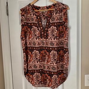 Loft sleeveless paisley boho top size M